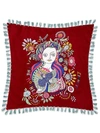 La Doublej Velvet Embroidered Cushion In Red