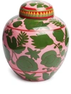 La Doublej X Ancap Wildbird Porcelain Tea Jar In Wildbird Rosa/verde