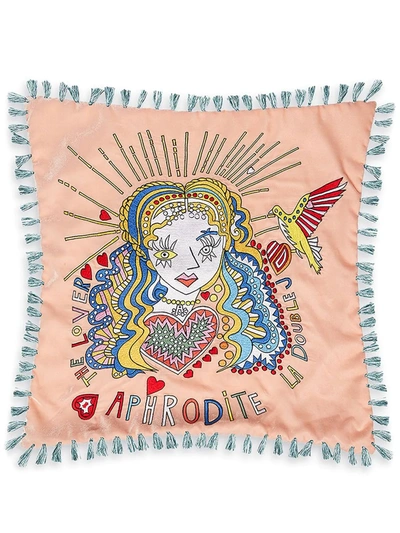 La Doublej Velvet Embroidered Cushion In Aphrodite