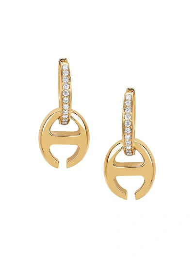 Hoorsenbuhs Women's Klaasp 18k Yellow Gold & Diamond Huggie Hoop Open-link Drop Earrings In Diamond Yellow Gold