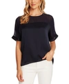 Vince Camuto Chiffon-yoke Charmeuse Blouse In Night Navy