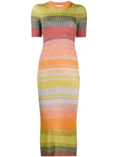 Zimmermann Brightside Striped Ribbed-knit Midi Dress In Heather Stripe