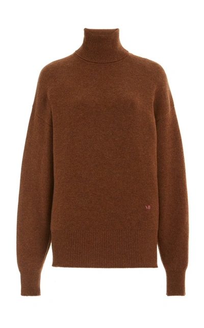 Victoria Beckham Poloneck Stretch-cashmere Knit Sweater In Brown