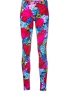 Versace Tie-dye Rose Print Leggings In Multicolour