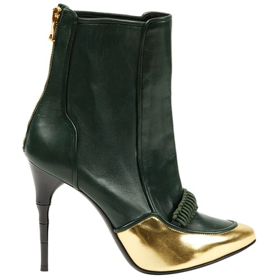 Pre-owned Balmain Leather Boots In Green