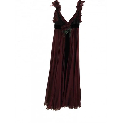 Pre-owned Elie Saab Silk Maxi Dress In Burgundy