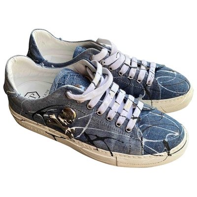 Pre-owned Philipp Plein Cloth Trainers In Blue