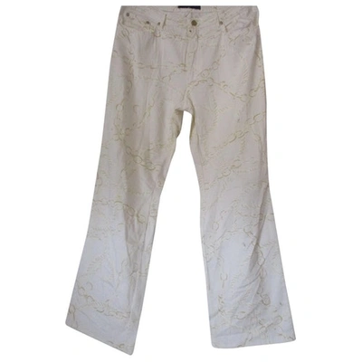 Pre-owned Trussardi Straight Trousers In White