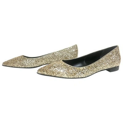 Pre-owned Saint Laurent Glitter Ballet Flats In Gold