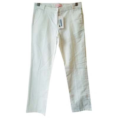 Pre-owned Escada Straight Trousers In White