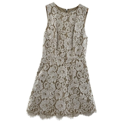 Pre-owned Alice And Olivia Lace Mini Dress In Beige
