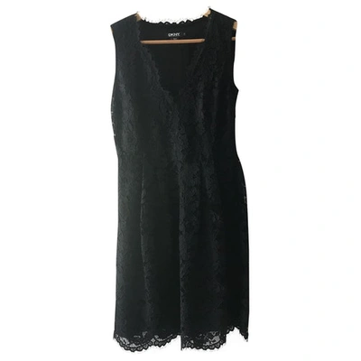 Pre-owned Dkny Lace Mid-length Dress In Black