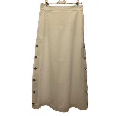 Pre-owned Max Mara Linen Maxi Skirt In White