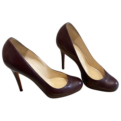 Pre-owned Christian Louboutin Simple Pump Leather Heels In Burgundy