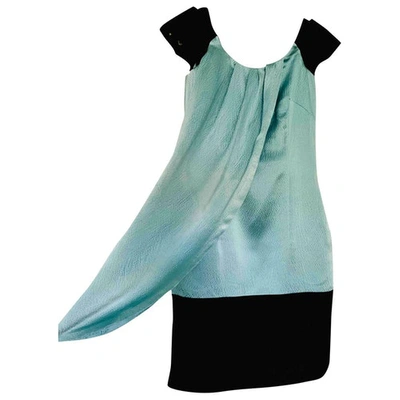 Pre-owned Reiss Silk Mini Dress In Turquoise