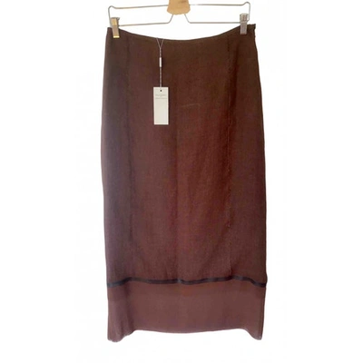 Pre-owned Philosophy Di Alberta Ferretti Linen Maxi Skirt In Brown