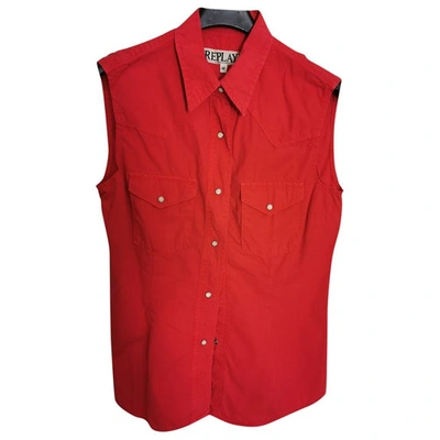Pre-owned Replay Red Cotton Top