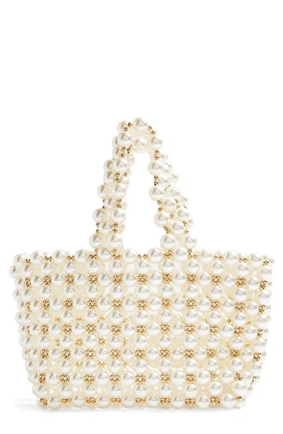 Topshop Pam Imitation Pearl Grab Bag In Cream