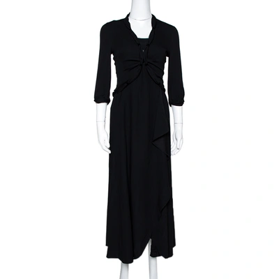Pre-owned Emporio Armani Black Crepe Draped Dress & Jacket Set S