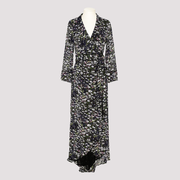 ganni printed wrap dress