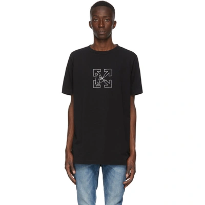 Off-white Worker Embroidered T-shirt In Black