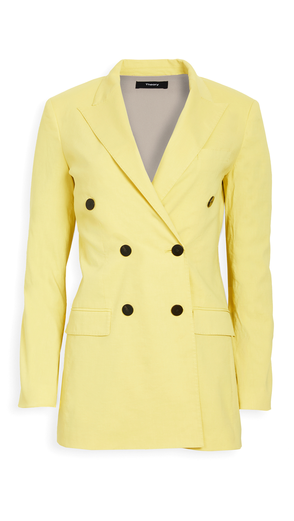 Theory Women's Tailor Double-breasted Blazer In Bright Lime | ModeSens