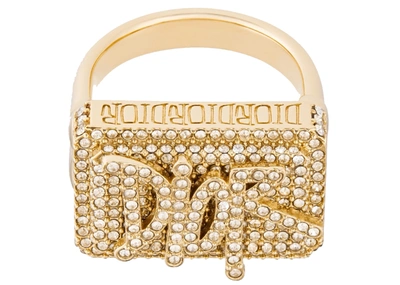 Pre-owned Dior  And Shawn Ring Gold-tone Brass With Crystals