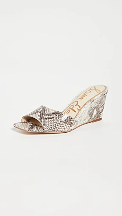 Sam Edelman Tesma Snakeskin-embossed Leather Wedge Mules In Snake Print