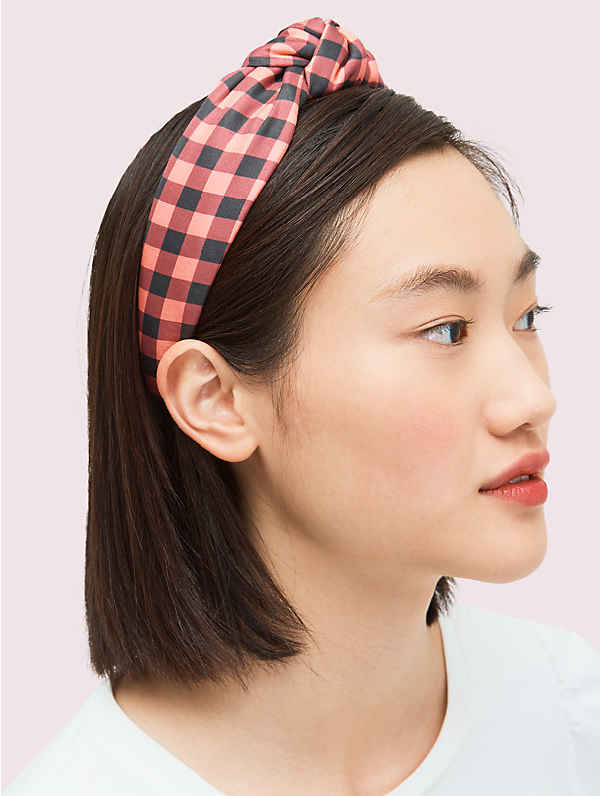 Kate Spade Garden Gingham Headband In Black ModeSens