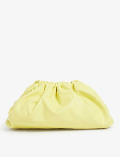 Bottega Veneta The Pouch Medium Leather Clutch In Sherbert Yellow-silver