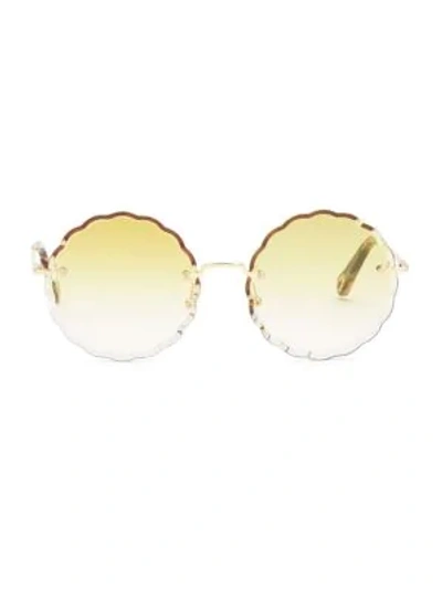 Chloé Rosie Round Scalloped Sunglasses In Gold Gradient Yellow