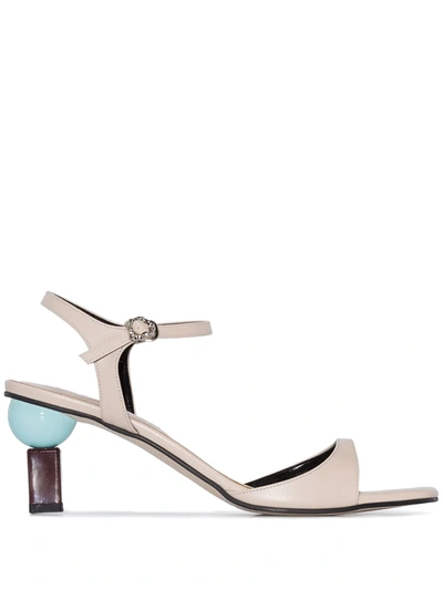 Yuul Yie Beige Sora 70 Open Toe Leather Sandals In Neutrals