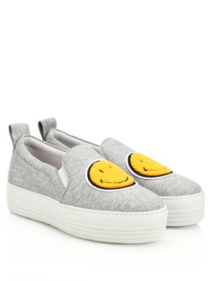 Joshua Sanders Smiley Face Slip-on Platform Sneakers In Grey | ModeSens