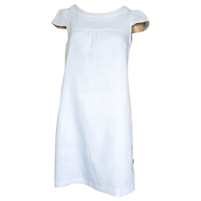 Pre-owned Tara Jarmon Linen Mid-length Dress In White