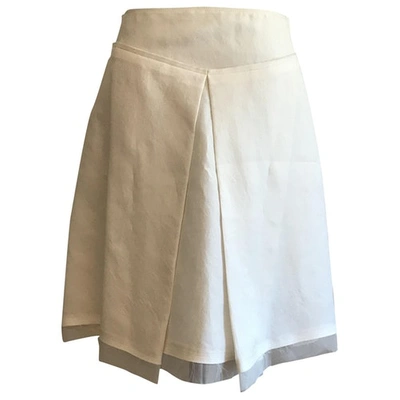 Pre-owned Ferragamo White Silk Skirt