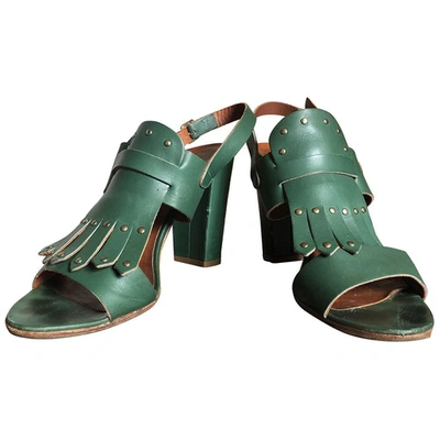 Pre-owned Michel Vivien Leather Sandals In Green