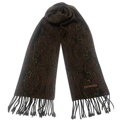 Pre-owned Trussardi Wool Scarf & Pocket Square In Brown