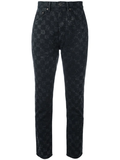 Marc Jacobs Checker Print Flood Stovepipe Jeans In Black
