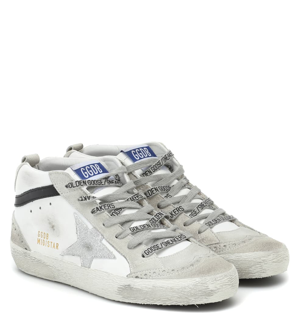 Golden Goose Mid Star Leather Sneakers In White | ModeSens