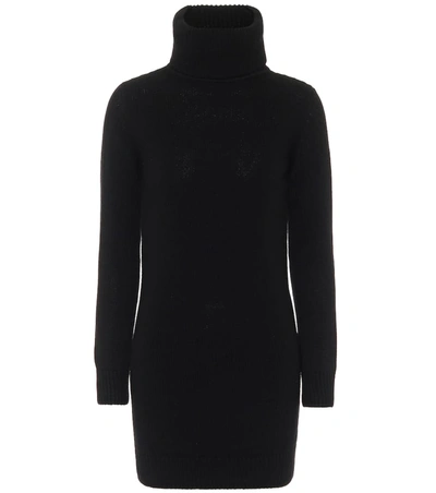 Saint Laurent Cashmere Turtleneck Sweater Dress In Black