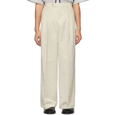 Eckhaus Latta Wide-leg Striped Cotton-blend Poplin Suit Trousers In Penstripe