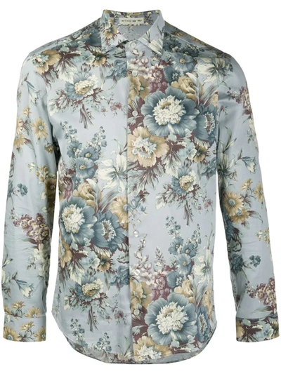 Etro Floral-shirt Cotton-poplin Shirt In Light Blue