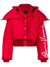 Versace Gv Signature Puffer Jacket In Red