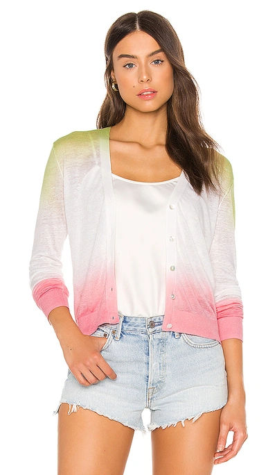 Theory Dual Ombré Linen-blend Cardigan In Pink/green