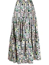 La Doublej Big Floral-print Skirt In Francobollo