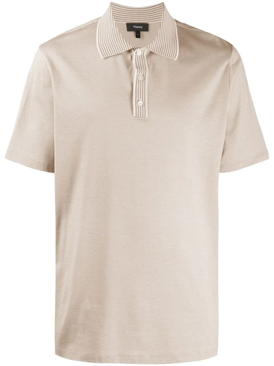 Theory Trio Slim Fit Polo In Brown