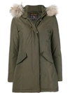 Woolrich Valentine Fur Trim Parka In Green