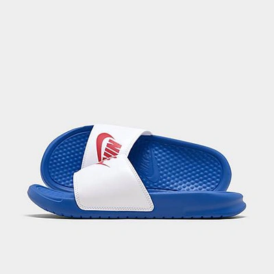 Nike Women's Benassi Jdi Swoosh Slide Sandals From Finish Line In Blue/white  | ModeSens
