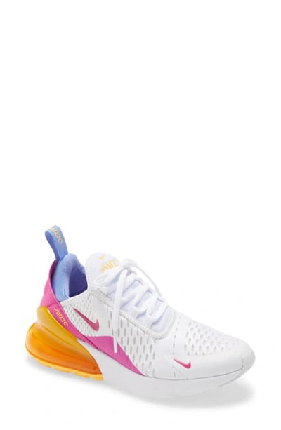 Nike Women's Air Max 270 Casual Sneakers From Finish Line In White/ Topaz/ Gold/ Pink