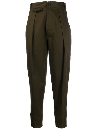 Dsquared2 Military Green Woman Balloon Trousers With High Waist